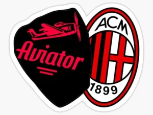 Depicts two logos: the Milan soccer club logo and the Aviator game logo