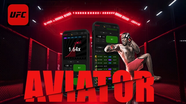 There's a UFC fighter in the ring, and the Aviator logo.